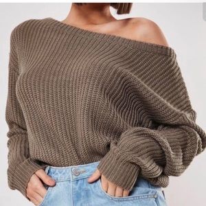 Off shoulder knit sweater